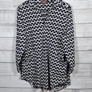 For Cynthia Beachwear Navy Blue White Textured  Swimsuit Cover Up Swim Dress XL